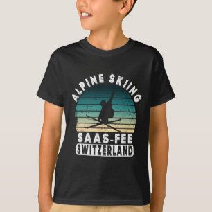 Ski-Resort Saas-fee Schweizer Alpen Alpin-Ski Schw T-Shirt