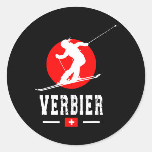Ski Resort Verbier Alpen Schweizer Berge Schweiz Runder Aufkleber