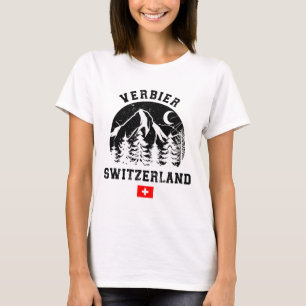 Ski Resort Verbier Schweiz Alpen Alpinski  T-Shirt