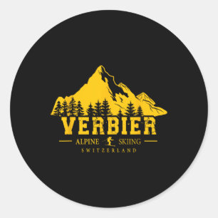 Ski Resort Verbier Schweiz Alpin-Skilauf Schweizer Runder Aufkleber
