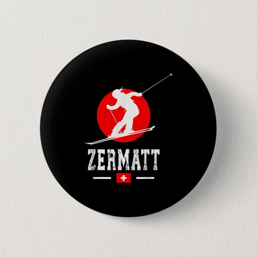 Ski Resort Zermatt Alpen Schweizer Berge Schweiz Button (Vorderseite)