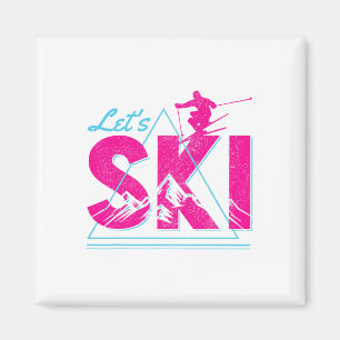 Ski Retro Vintage Wintersport Ski Urlaub Skifahrer Magnet