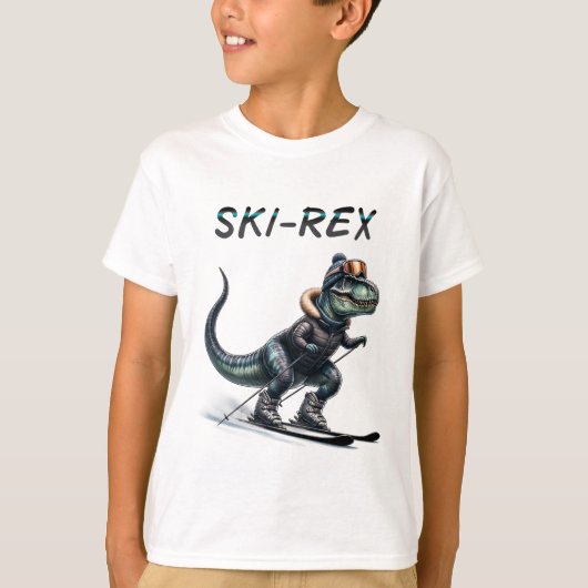 Ski-Rex-Abenteuer: Dinosaurier auf Skiern T-Shirt (Vorderseite)