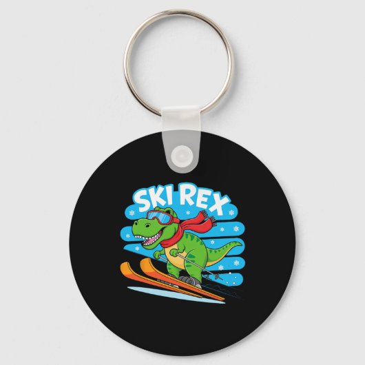 Ski Rex Funny Skiing Dinosaur Winter Sports Design Schlüsselanhänger (Vorderseite)