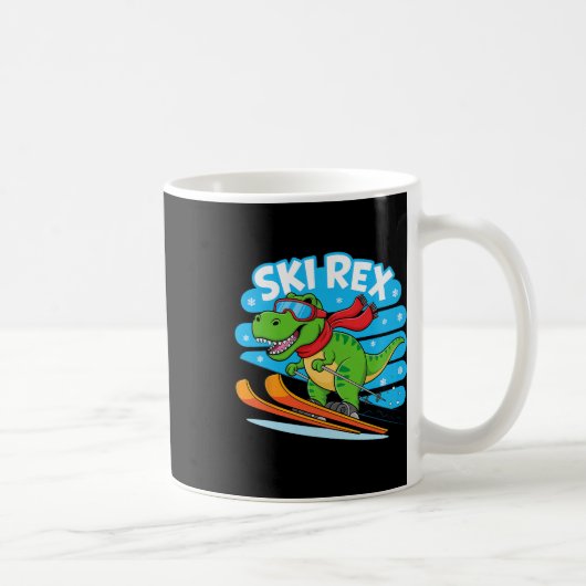 Ski Rex Lustiger Skifahrender Dinosaurier Winter S Kaffeetasse (Rechts)