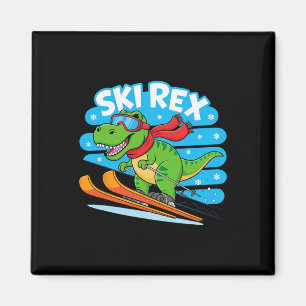 Ski Rex Lustiger Skifahrender Dinosaurier Winter S Magnet