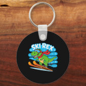 Ski Rex Lustiger Skifahrender Dinosaurier Winter S Schlüsselanhänger (Vorderseite)
