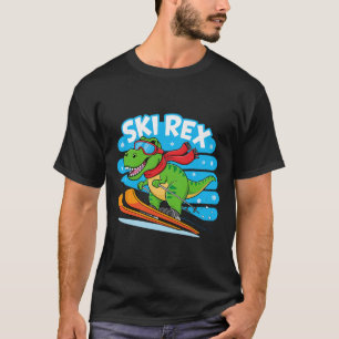 Ski Rex Lustiger Skifahrender Dinosaurier Winter S T-Shirt