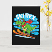 Ski Rex Lustiger Skifahrender Dinosaurier Wintersp Karte (Gelbe Blume)