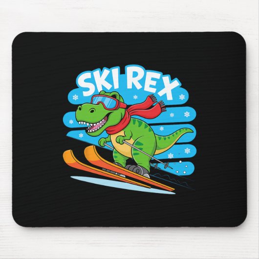 Ski Rex Lustiges Skifahren Dinosaurier Winter Spor Mousepad (Vorne)