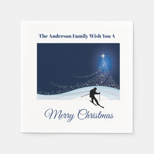 Ski run winter snow Christmas holiday festivities Serviette (Vorderseite)