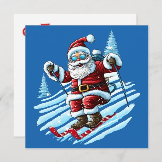 Ski Santa Grußkarte Feiertagskarte (Vorne/Hinten)