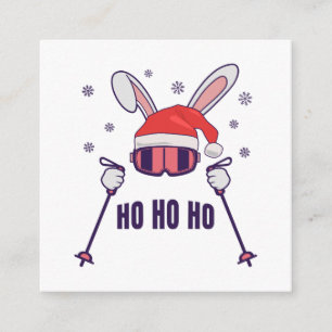 Ski Santa Rabbit mit Weihnachtsmannmütze und Skist Begleitkarte