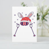 Ski Santa Rabbit mit Weihnachtsmannmütze und Skist Dankeskarte (Stehend Vorderseite)