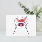 Ski Santa Rabbit mit Weihnachtsmannmütze und Skist Dankeskarte (Stehend Vorderseite)
