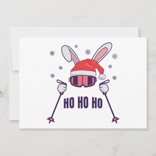 Ski Santa Rabbit mit Weihnachtsmannmütze und Skist Einladung (Vorderseite)