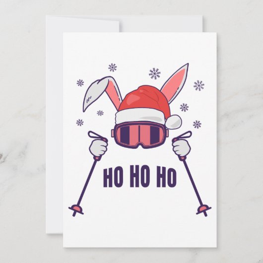 Ski Santa Rabbit mit Weihnachtsmannmütze und Skist Einladung (Vorderseite)