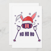 Ski Santa Rabbit mit Weihnachtsmannmütze und Skist Einladung (Vorne/Hinten)