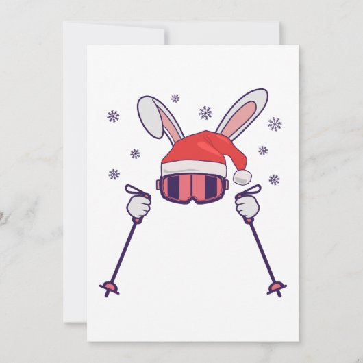 Ski Santa Rabbit mit Weihnachtsmannmütze und Skist Einladung (Vorderseite)