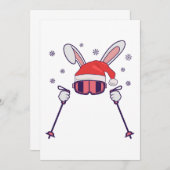 Ski Santa Rabbit mit Weihnachtsmannmütze und Skist Einladung (Vorne/Hinten)