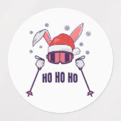 Ski Santa Rabbit mit Weihnachtsmannmütze und Skist Etiketten (Design 1)