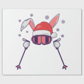 Ski Santa Rabbit mit Weihnachtsmannmütze und Skist Geschenkpapier (Flach)