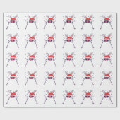 Ski Santa Rabbit mit Weihnachtsmannmütze und Skist Geschenkpapier (Flach)