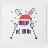 Ski Santa Rabbit mit Weihnachtsmannmütze und Skist Geschenkpapier (Flach)