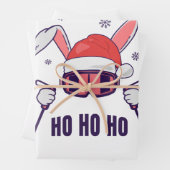 Ski Santa Rabbit mit Weihnachtsmannmütze und Skist Geschenkpapier Set (Beispiel)