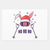 Ski Santa Rabbit mit Weihnachtsmannmütze und Skist Geschenkpapier Set (Vorderseite)
