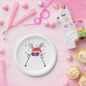 Ski Santa Rabbit mit Weihnachtsmannmütze und Skist Pappteller (Party)