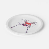 Ski Santa Rabbit mit Weihnachtsmannmütze und Skist Pappteller (Schrägansicht)