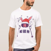 Ski Santa Rabbit mit Weihnachtsmannmütze und Skist T-Shirt (Vorderseite)