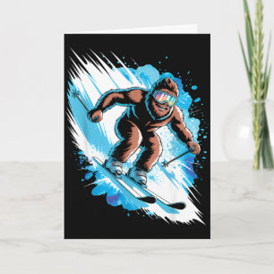 Ski-Sasquatch-Wintersport Skifahrer lustig Ski fah Karte