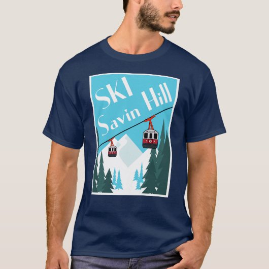 Ski Savin Hill Retro Ski Poster Style T - Shirt (Vorderseite)