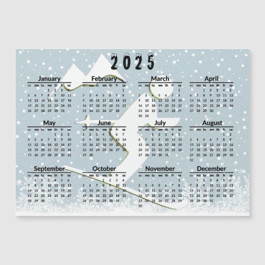 Ski Scene 2025 Kalender Magnetkarte (Vorderseite)