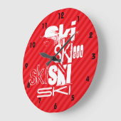 Ski; Scharlachrot Rot-Streifen- Große Wanduhr (Winkel)
