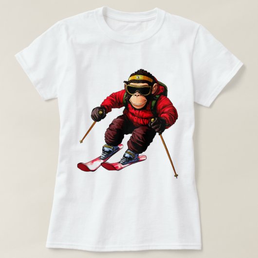 Ski Schimpanse T-Shirt (Design vorne)