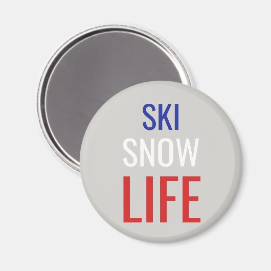 Ski, Schnee, Leben Magnet (Vorderseite/Rückseite)