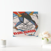 Ski-Schule lustig Quadratische Wanduhr (Zuhause)