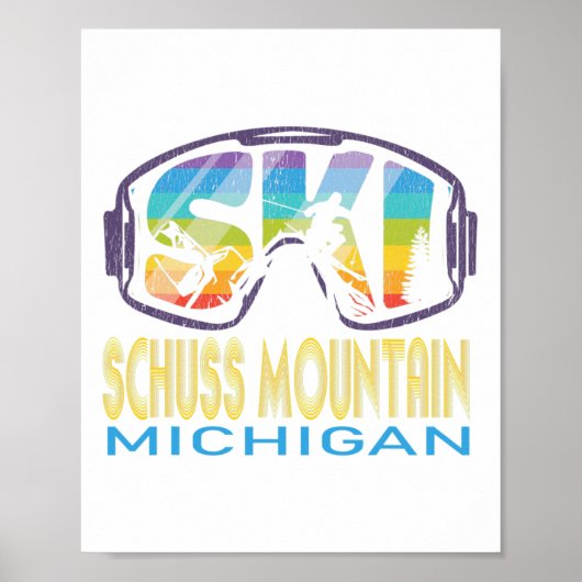 Ski Schuss Mountain Michigan Skiurlaub Poster (Vorne)