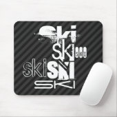 Ski; Schwarz & Dunkelgrau Streifen Mousepad (Mit Mouse)