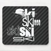 Ski; Schwarz & Dunkelgrau Streifen Mousepad (Vorne)