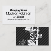 Ski; Schwarz & Dunkelgrau Streifen Visitenkarte (Vorne/Hinten)