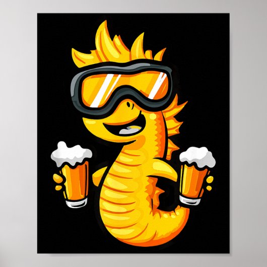 Ski-Seepferdchen mit Bier _ Après-Ski-Comic Poster (Vorne)