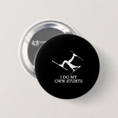 Ski Shirt - I Do My Own Stunts - Funny Skiing Tee Button (Vorne & Hinten)