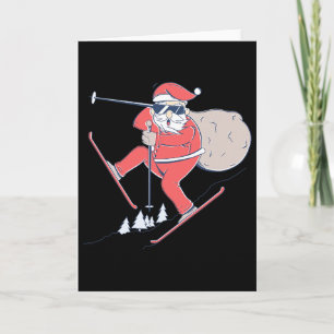 Ski Skifahren Schnee Weihnachtsmann Weihnachten X- Karte