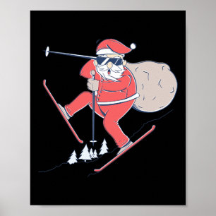 Ski Skifahren Schnee Weihnachtsmann Weihnachten X- Poster