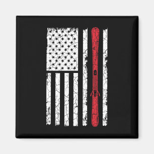 Ski Skiier American Flag Skifahren Usa Geschenk Magnet