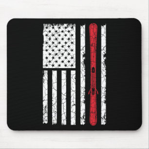 Ski Skiier American Flag Skifahren Usa Geschenk Mousepad
